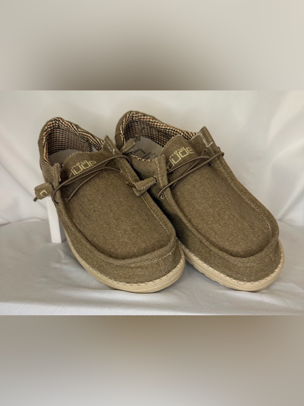 Hey Dude Olive Canvas Slip-On Loafers New Never Worn